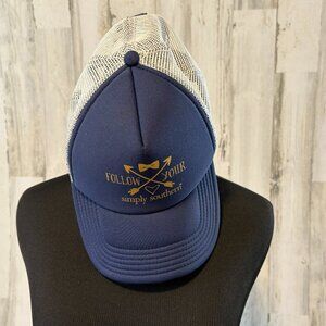 simply southern Women's Trucker Hat Navy Blue Follow Your Heart Summer Cap